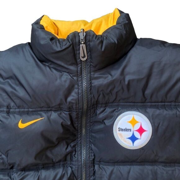 RARE Reversible Nike Jacket NFL Pittsburg Steelers Duvet Puffer Vest XL - Picture 2 of 16